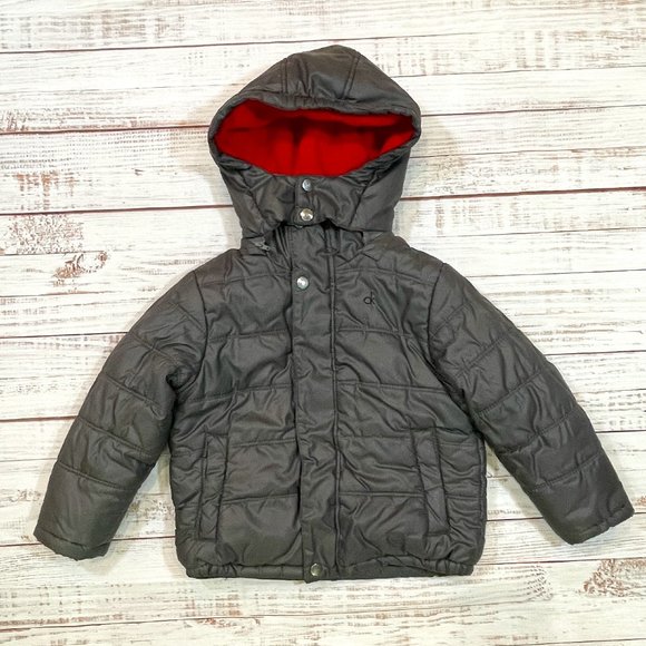 Boys Calvin Klein Puffer Jacket with Removable Hood - Picture 1 of 9
